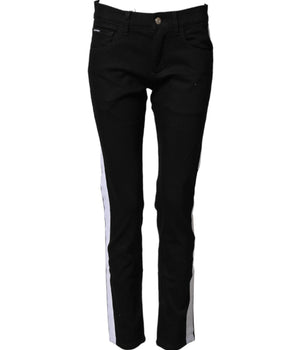 Dolce & Gabbana Black Cotton MidWaist Skinny Denim Logo Jeans
