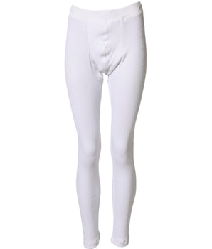 Dolce & Gabbana White Cotton Mid Waist Tights Leggings Pants