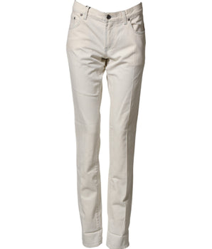 Dolce & Gabbana White Cotton Skinny Denim Trouser Men Jeans