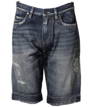 Dolce & Gabbana Blue Cotton Distressed Denim Bermuda Shorts