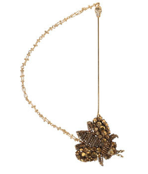 Dolce & Gabbana Gold Tone Brass Bee Embellished Chain Lapel Pin Brooch
