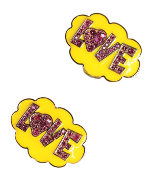 Dolce & Gabbana Gold Brass LOVE Cartoon Crystal Clip-On Jewelry  Earrings