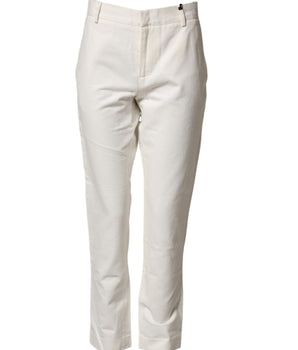 Daniele Alessandrini White Cotton Straight Chino Trouser Pants