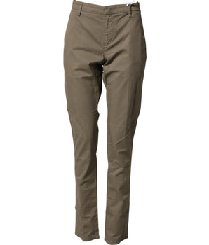 Dondup Beige Cotton Stretch Straight Chino Men Trouser Pants
