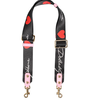 Dolce & Gabbana Strap Black Pink Canvas Heart Logo Bag Accessory Shoulder