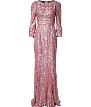 Dolce & Gabbana Pink Sequinned Mermaid Long Gown Dress