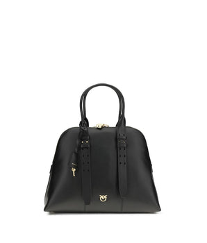 PINKO Black Calf Leather Bos Taurus Shoulder Bag