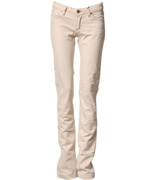 Dolce & Gabbana Beige Low Waist Cotton Slim Fit Denim Trousers Jeans