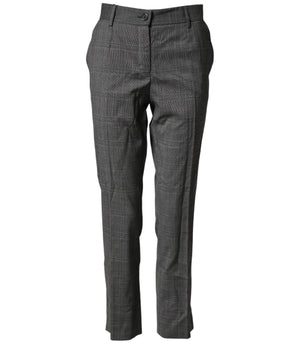 Dolce & Gabbana Dark Gray Check Tartan VirginWool Dress Pants