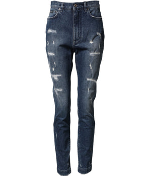 Dolce & Gabbana Blue Distressed Washed Logo GRACE Denim Jeans