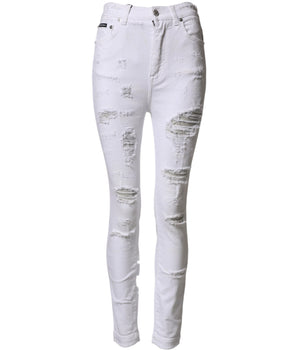 Dolce & Gabbana White Distressed High Waist Denim Jeans