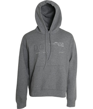 Dolce & Gabbana Gray Logo Cotton Hooded Sweatshirt Sweater