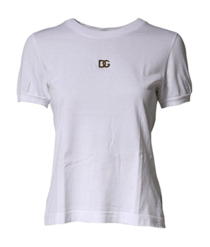 Dolce & Gabbana White DG Logo Crew Neck Short Sleeves  T-shirt
