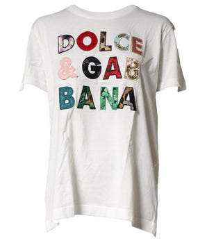 Dolce & Gabbana White Logo Crew Neck Short Sleeves T-shirt