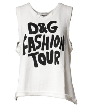 Dolce & Gabbana White Graphic CrewNeck Sleeveless Tank T-shirt