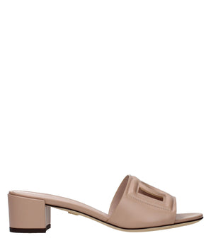 Dolce & Gabbana Pink Leather Flat Sandals
