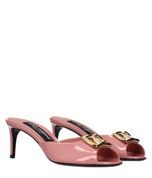 Dolce & Gabbana Pink Leather Stiletto Heel Sandals