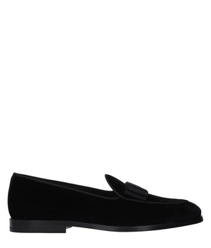 Dolce & Gabbana Black Velvet Slip-On Loafers