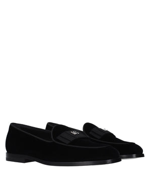 Dolce & Gabbana Black Velvet Slip-On Loafers