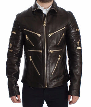 Dolce & Gabbana Brown Lambskin Jackets & Coat