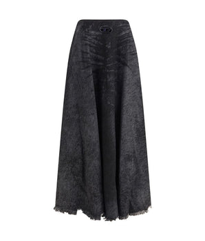 Diesel Black Cotton Long Skirt