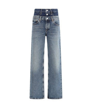 Agolde Blue Recycled Cotton Straight-Leg Jeans