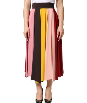 Dolce & Gabbana Multicolor Viscose High Waist Midi Skirt