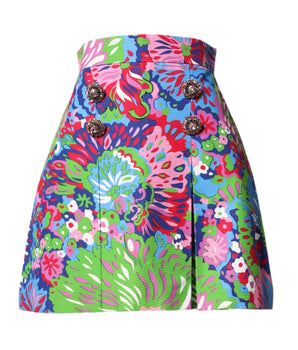 Dolce & Gabbana Multicolor Floral Buttoned High Waist Mini Shorts