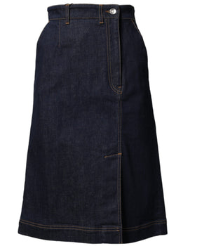 Dolce & Gabbana Dark Blue Cotton A-line Denim Midi Skirt