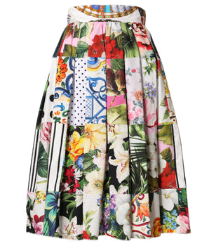 Dolce & Gabbana Multicolor Patchwork High Waist Midi Skirt
