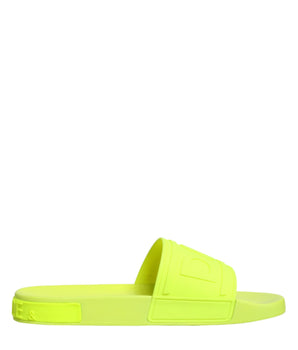 Dolce & Gabbana Green Rubber Slides Sandals Beachwear Shoes