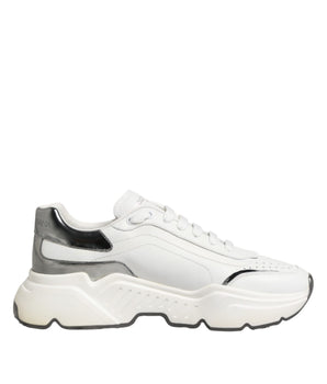 Dolce & Gabbana White Silver Daymaster Low Top Sneakers Shoes
