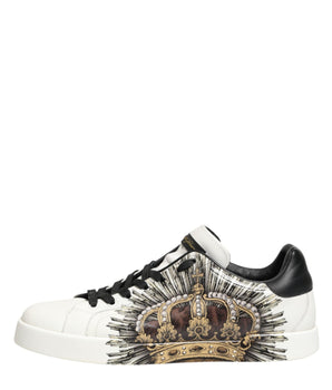 Dolce & Gabbana White Black Crown Low Top Sneakers Men  Shoes
