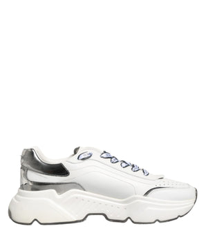 Dolce & Gabbana White Silver Daymaster Low Top Sneakers Shoes