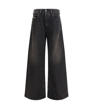 Diesel Black Cotton Relaxed Fit Jeans