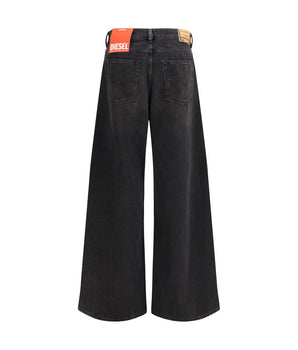 Diesel Black Cotton Relaxed Fit Jeans