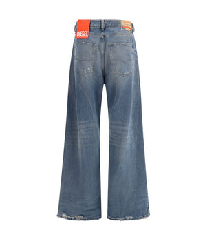 Diesel Blue Cotton Relaxed Fit Jeans