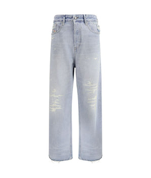 Diesel Light Blue Cotton Relaxed Fit Jeans
