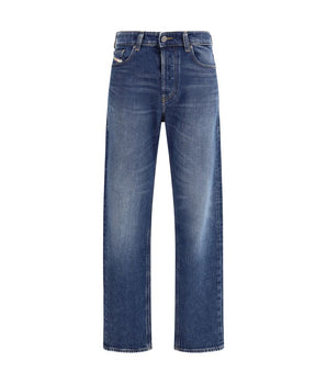 Diesel Blue Cotton Straight-Leg Jeans