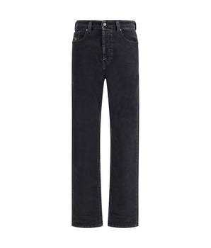 Diesel Black Cotton Relaxed Fit Jeans