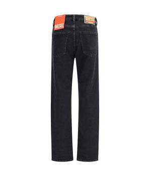 Diesel Black Cotton Relaxed Fit Jeans