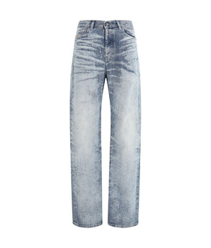 Diesel Blue Cotton Straight-Leg Jeans