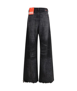 Diesel Black Cotton Relaxed Fit Jeans
