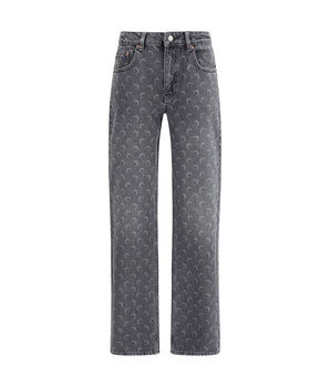 Marine Serre Gray Cotton Straight-Leg Jeans