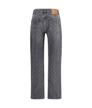 Marine Serre Gray Cotton Straight-Leg Jeans