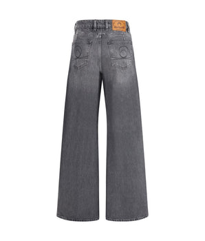 Marine Serre Gray Cotton Flared Jeans