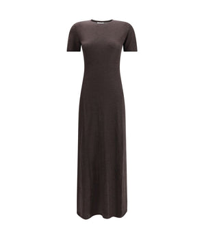Ferragamo Brown Fleece Wool Long Dress
