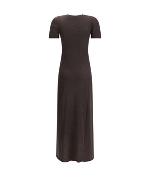 Ferragamo Brown Fleece Wool Long Dress