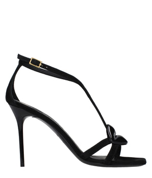 Balmain Black Leather Stiletto Heel Sandals