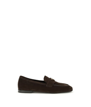 Prada Brown Calf Leather Bos Taurus Slip-On Loafers